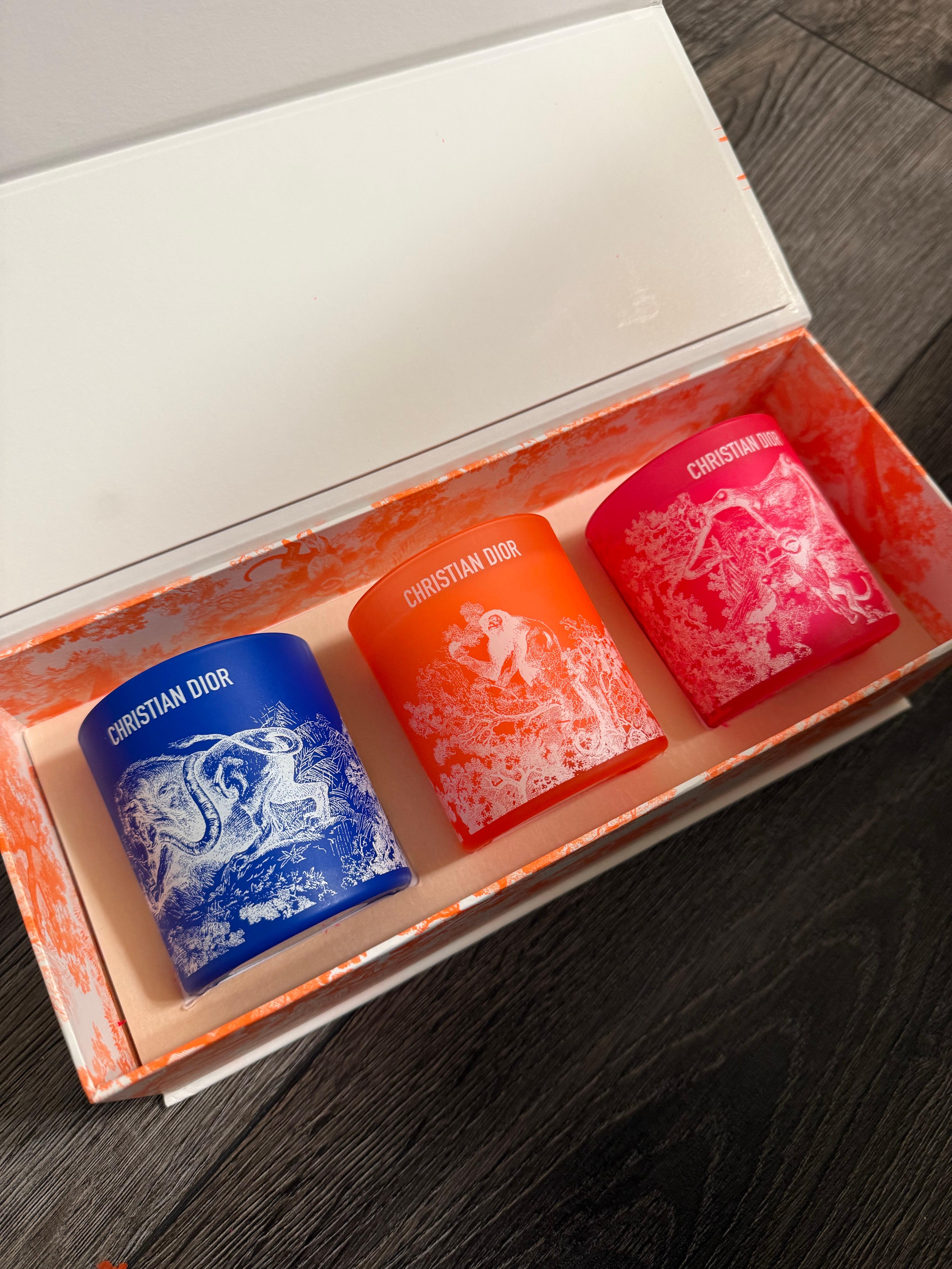 DIOR Limited Edition Toile de Jouy Candle Dioriviera Set For Sale 4