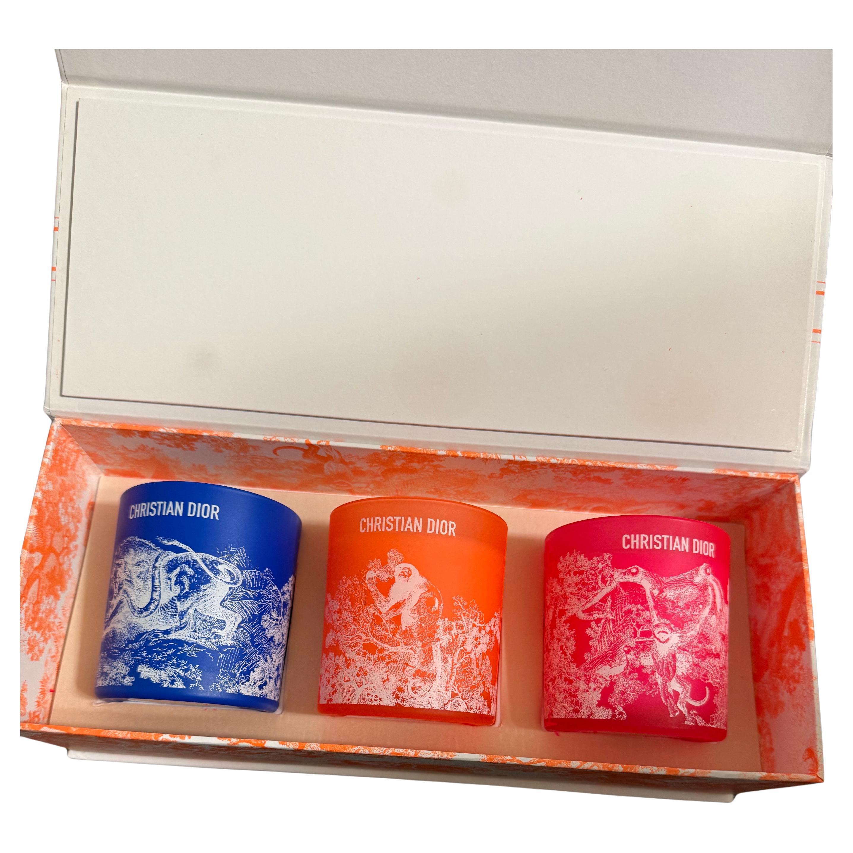 DIOR Limited Edition Toile de Jouy Candle Dioriviera Set For Sale