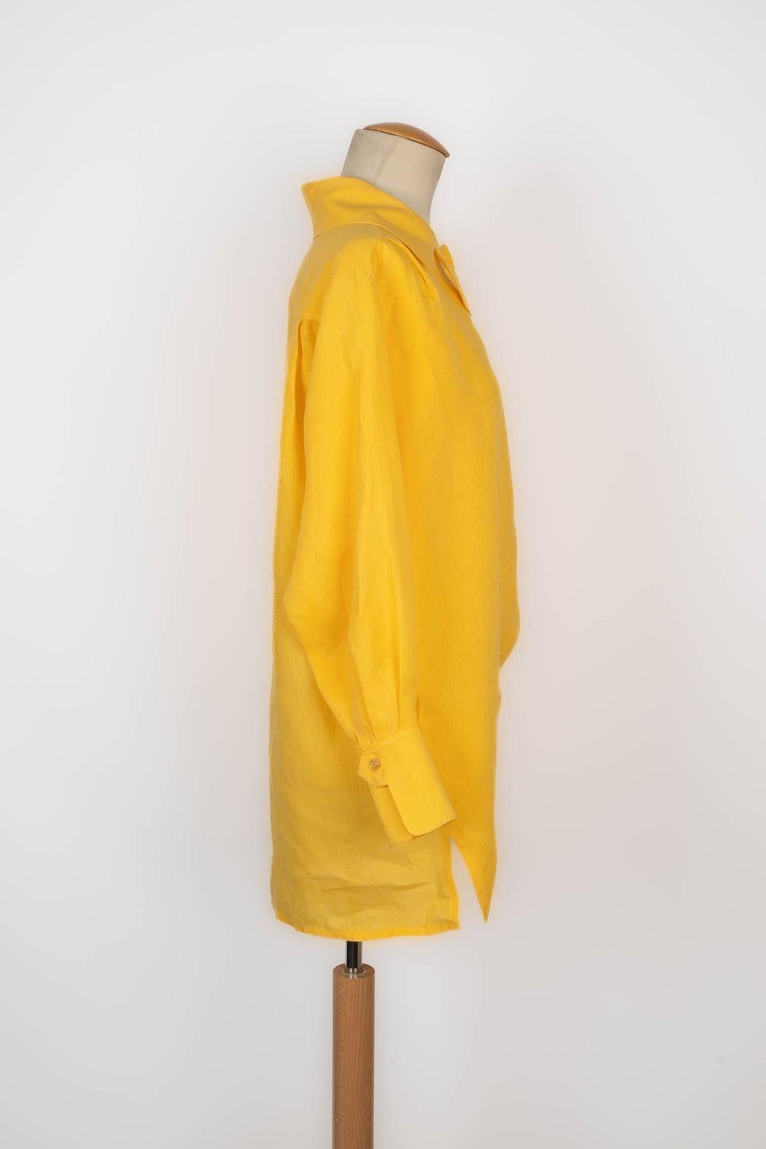 Camicia di lino Dior in giallo In condizioni buone in vendita a SAINT-OUEN-SUR-SEINE, FR
