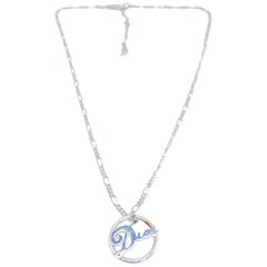 DIOR Silver Plated Logo Chain Necklace Y2K