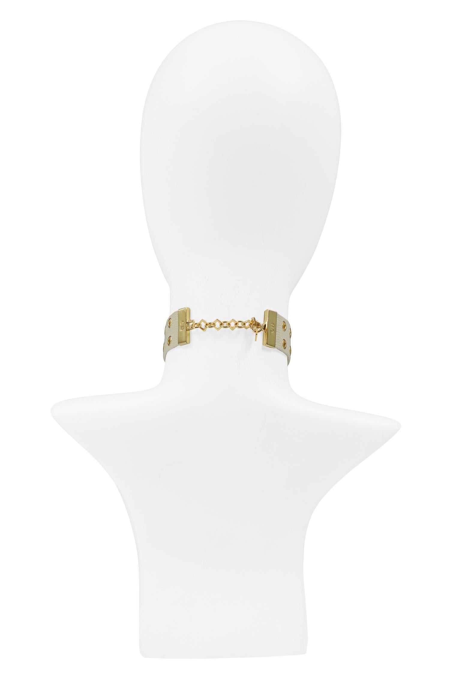 Modern Dior Logo Khaki Choker Necklace For Sale