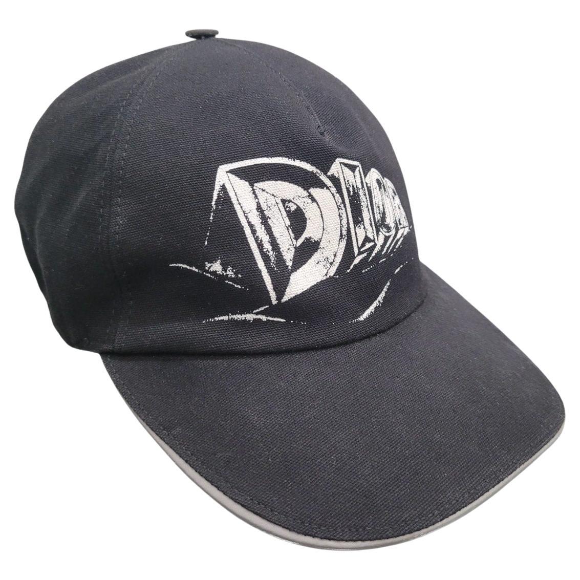 Cappellino da baseball in cotone nero con stampa del logo Dior - Taglia S