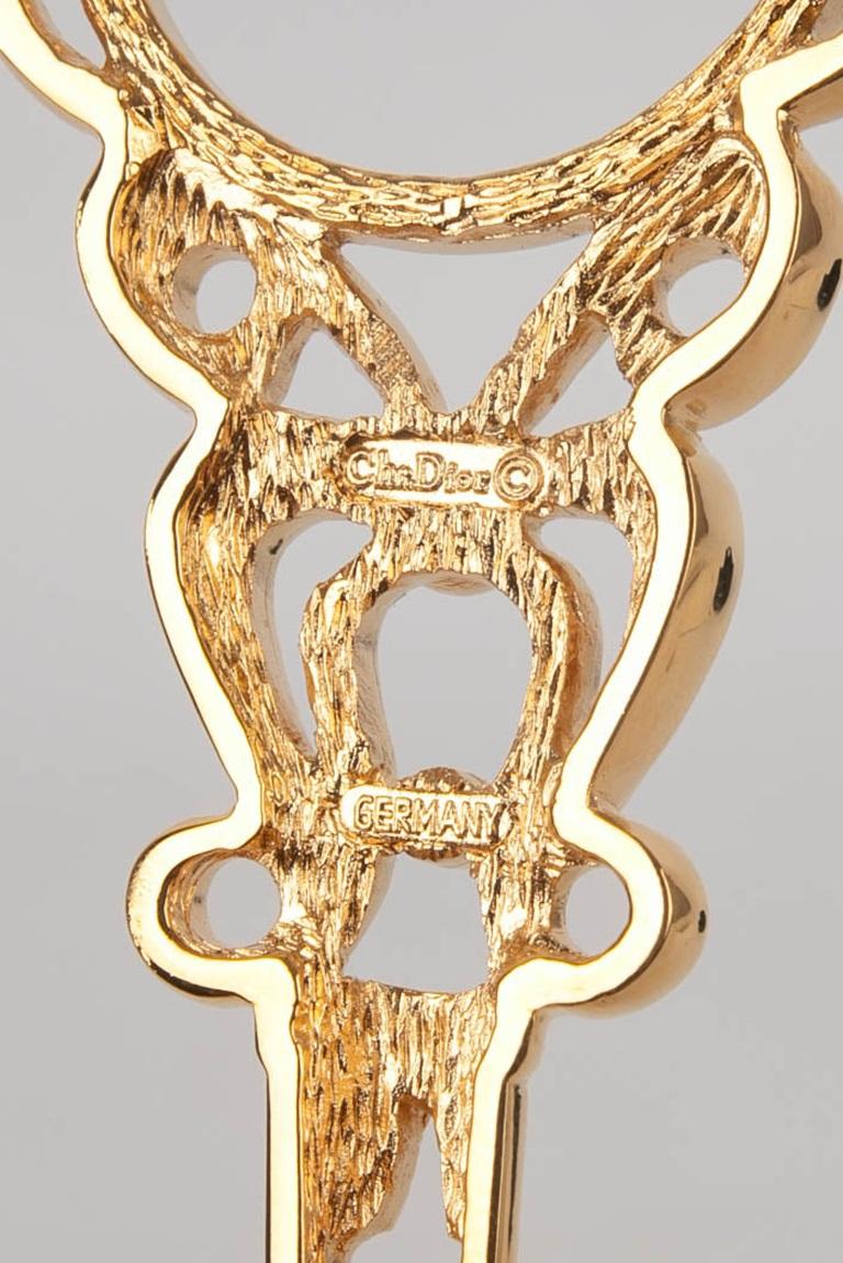 Dior Long Golden Metal Brooch For Sale 1