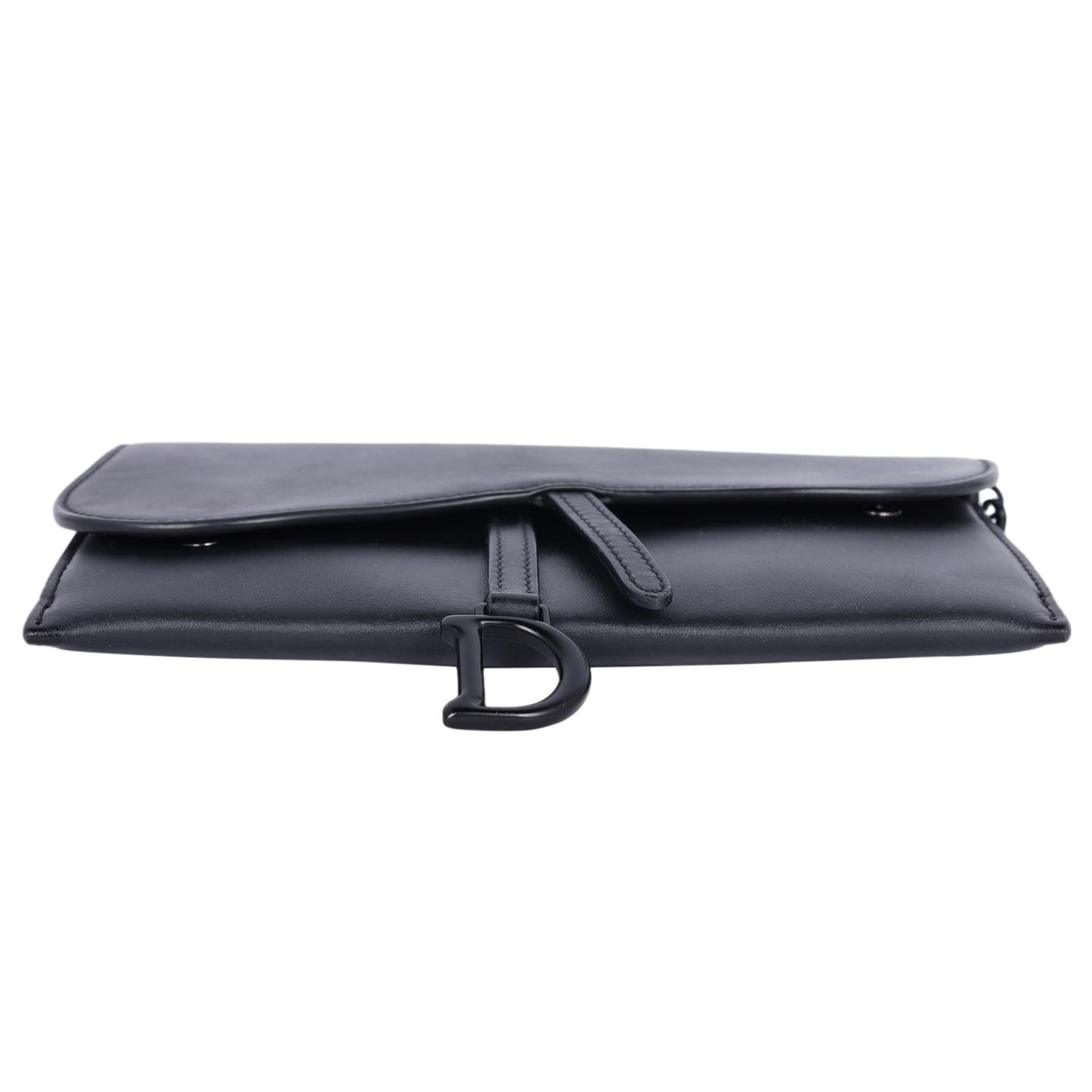 Dior Long Saddle Wallet with Chain Black 6