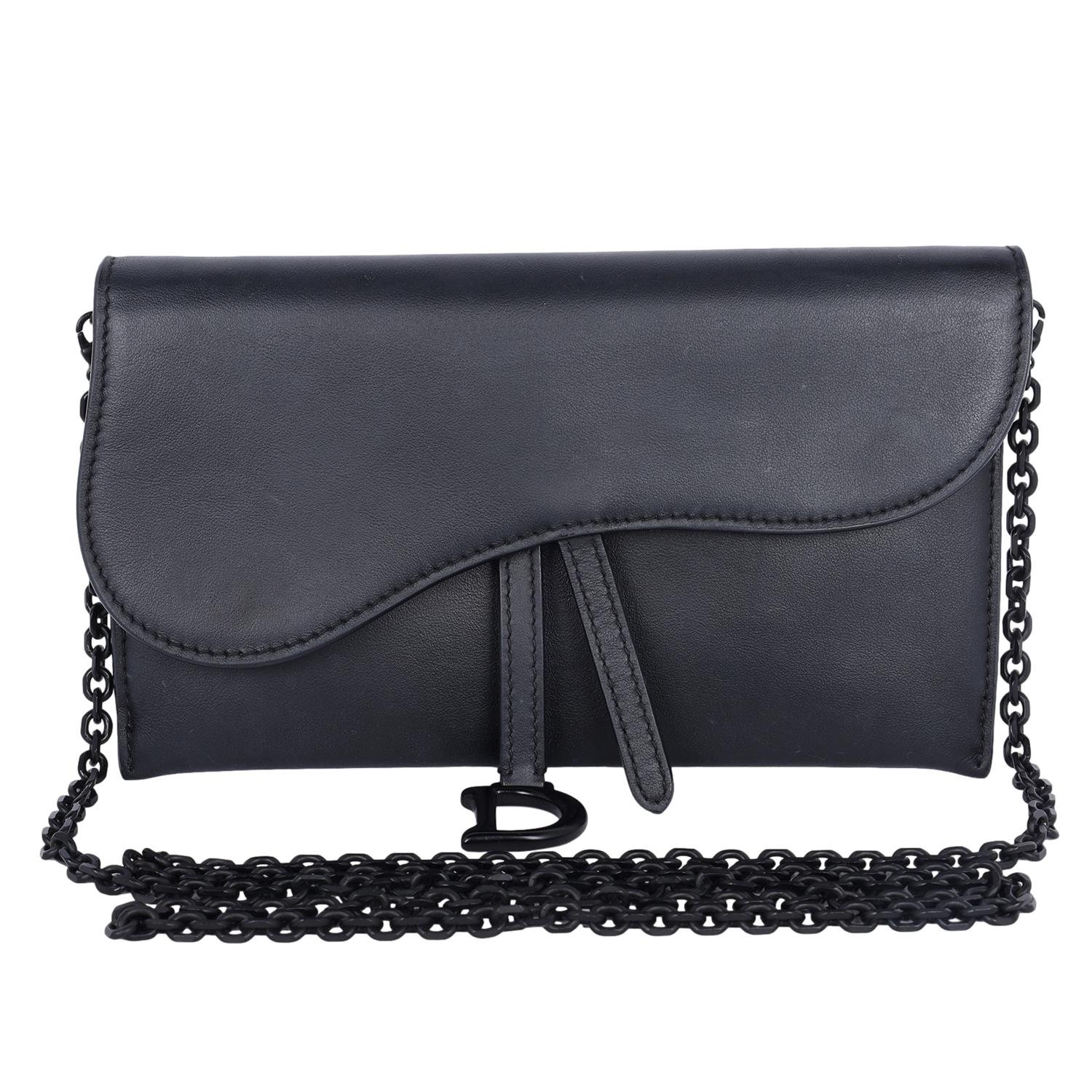 Dior Long Saddle Wallet with Chain Black In Good Condition In Salt Lake Cty, UT