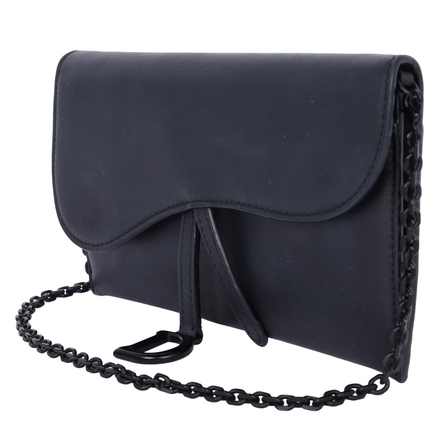 Dior Long Saddle Wallet with Chain Black 1