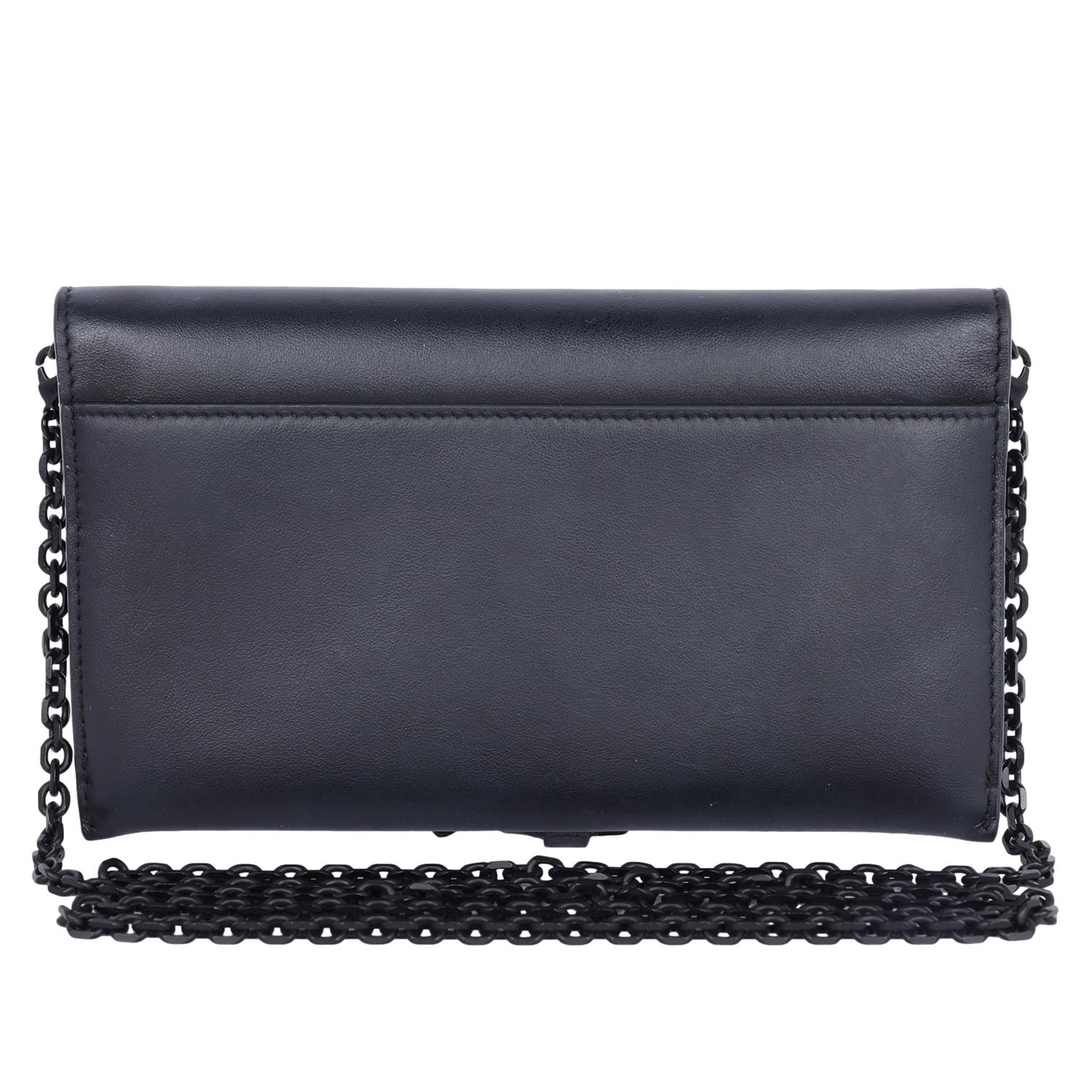Dior Long Saddle Wallet with Chain Black 2