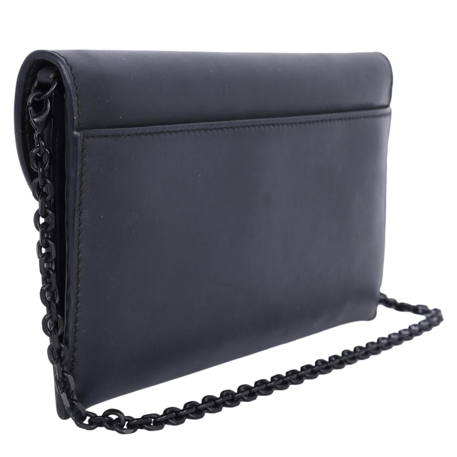 Dior Long Saddle Wallet with Chain Black 3