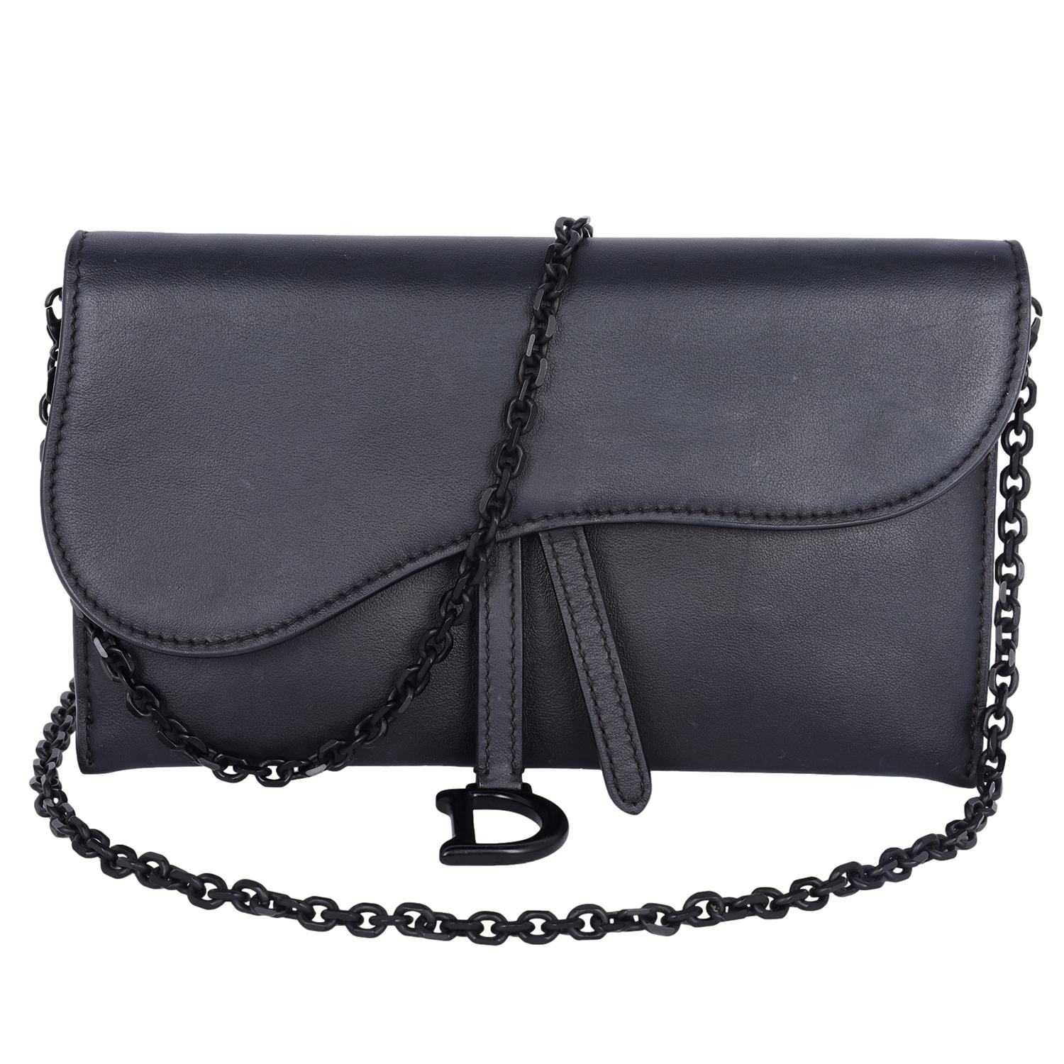 Dior Long Saddle Wallet with Chain Black 5