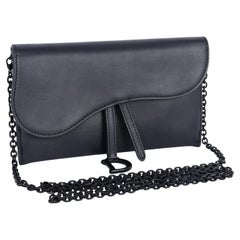 Dior Long Saddle Wallet with Chain Black
