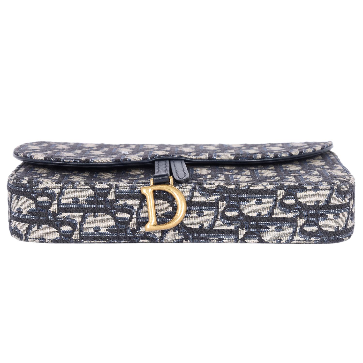 Dior Long Saddle Wallet with Chain Blue 6