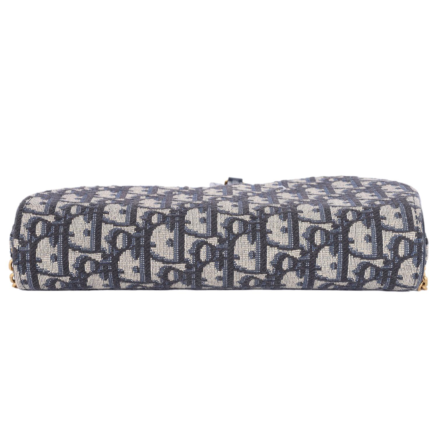 Dior Long Saddle Wallet with Chain Blue 7