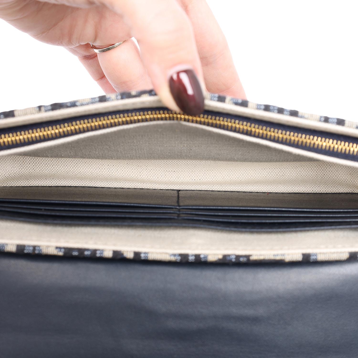 Dior Long Saddle Wallet with Chain Blue 8