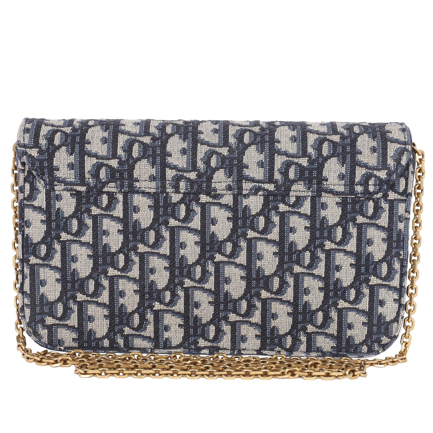 Dior Long Saddle Wallet with Chain Blue 2