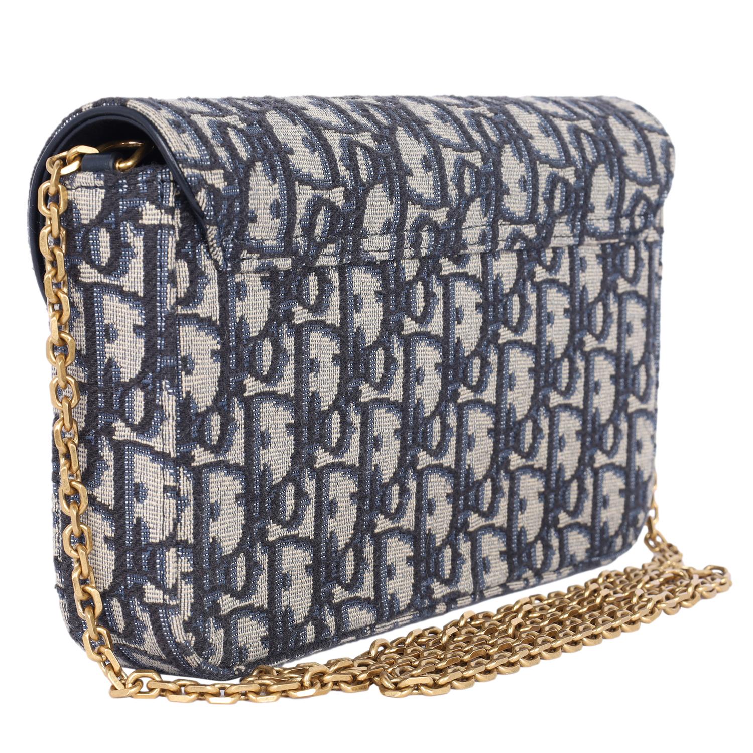 Dior Long Saddle Wallet with Chain Blue 3