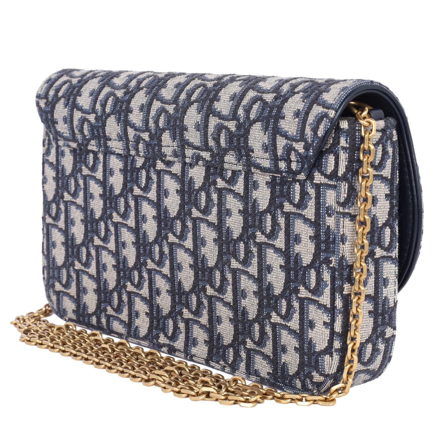 Dior Long Saddle Wallet with Chain Blue 4