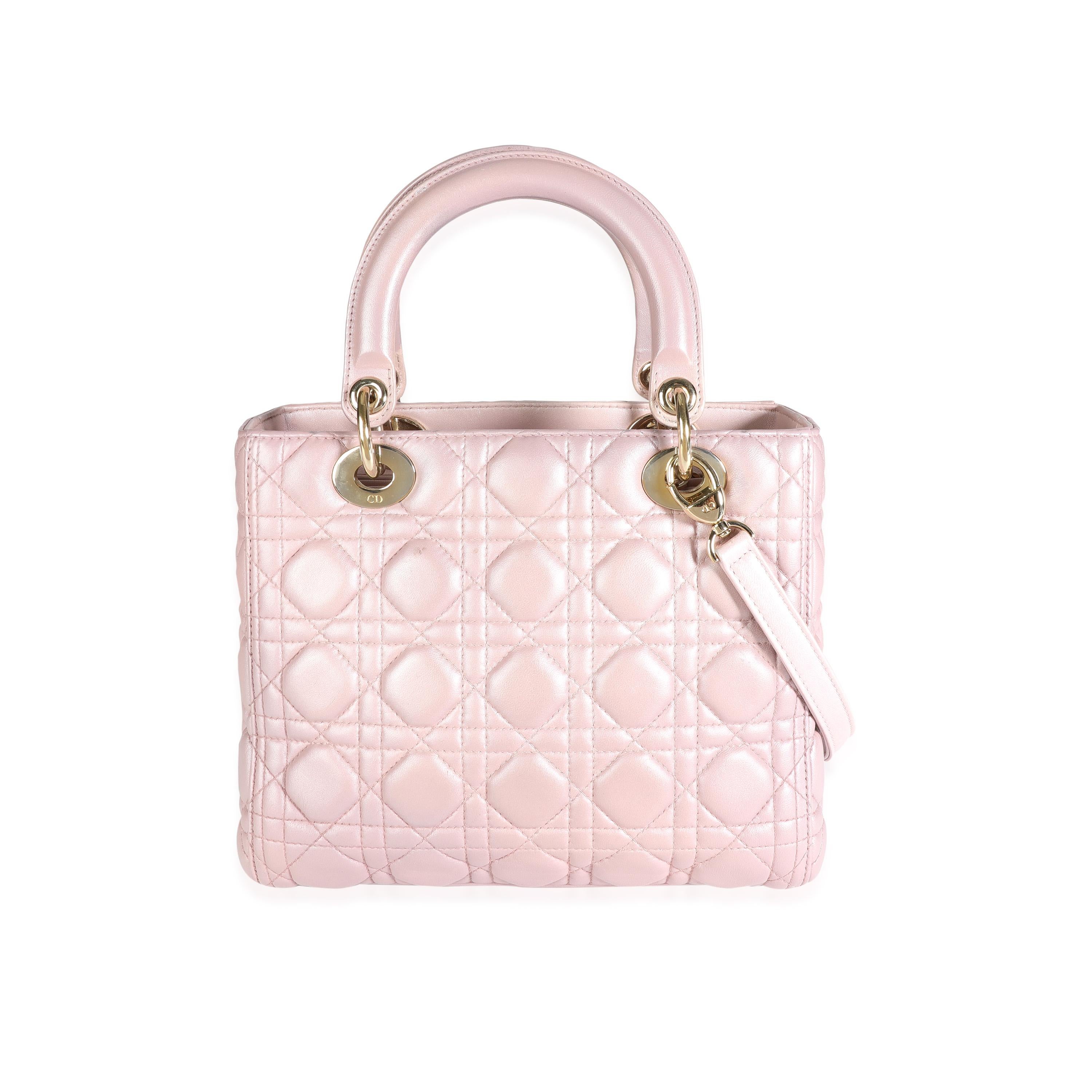 mini lady dior bag lotus pearlescent cannage lambskin