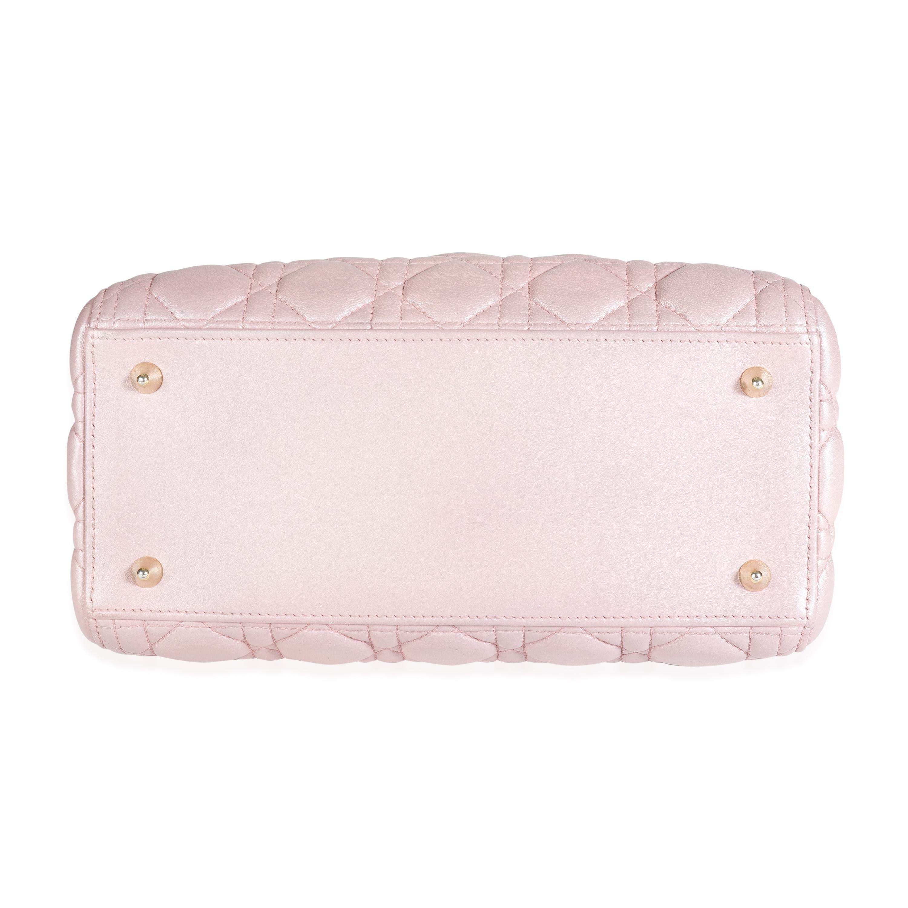 Women's Dior Lotus Pearlescent Cannage Lambskin Medium Lady Dior Bag