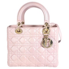 Dior Lotus Pearlescent Cannage Lambskin Medium Lady Dior Bag