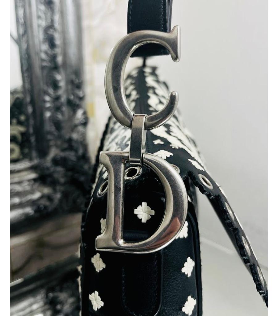 Women's Dior Ltd Edition Leather Embroidered Saddle Bag For Sale