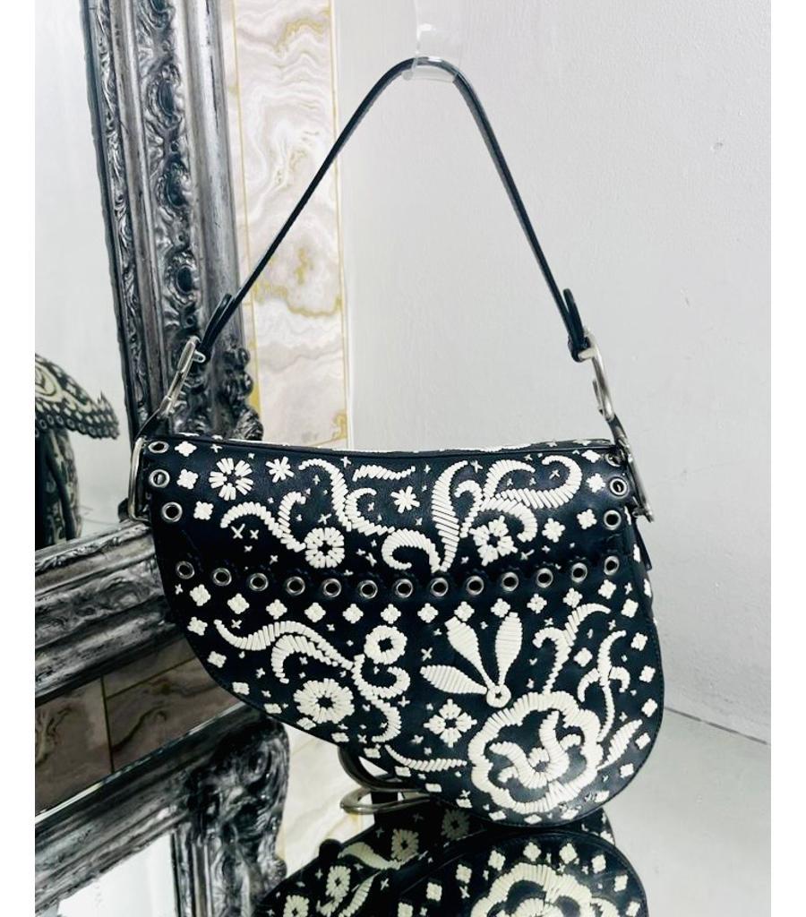 Dior Ltd Edition Leather Embroidered Saddle Bag For Sale 1