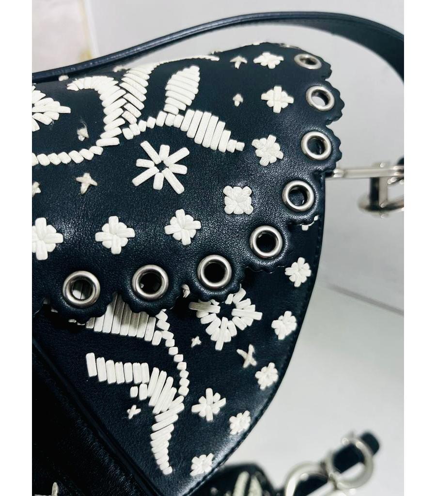 Dior Ltd Edition Leather Embroidered Saddle Bag For Sale 3