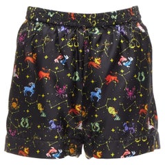 DIOR Lucky Dior 100% silk black colorful astrology cuffed boxer shorts FR32 XXS