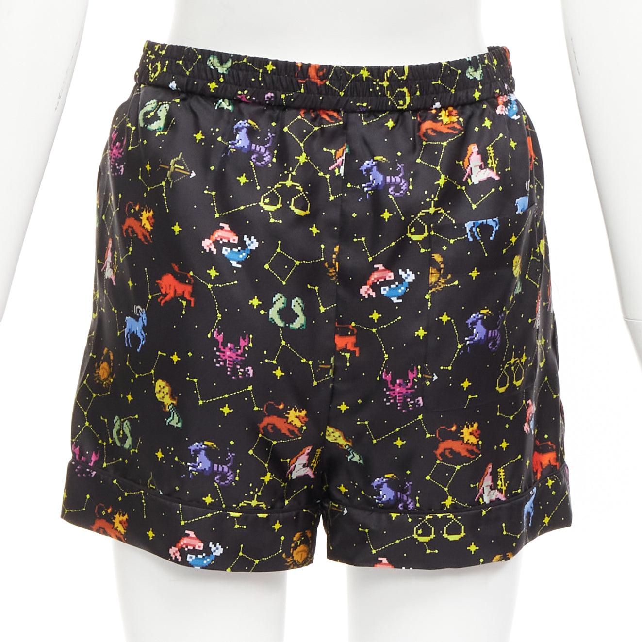 DIOR Lucky Dior 100% Seide schwarz bunt Astrologie Manschetten Boxershorts FR32 XXS Damen im Angebot