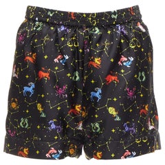 DIOR Lucky Dior 100% seta nero colorato astrologia boxer con risvolto FR32 XXS