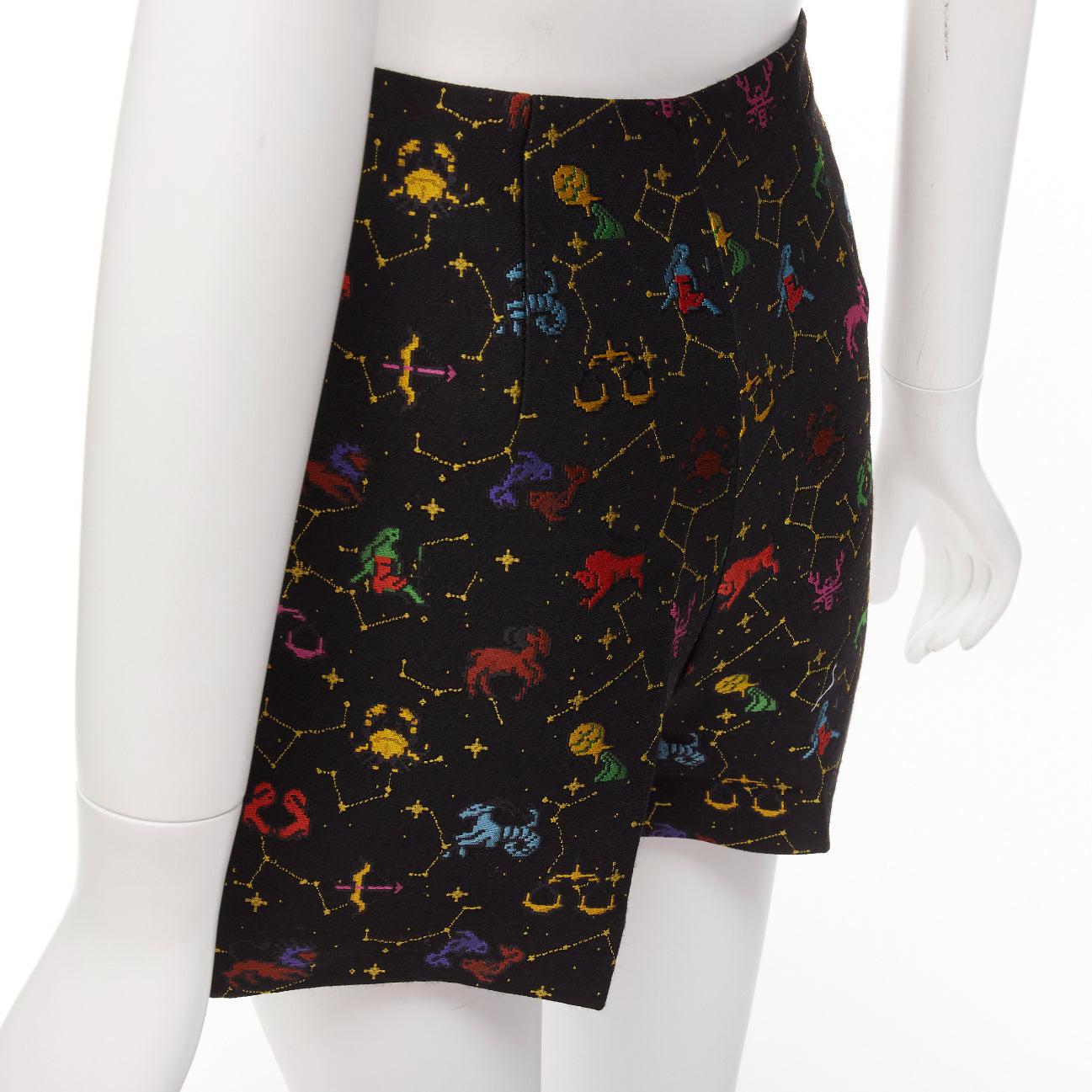 DIOR Lucky Dior black colorful astrology jacquard high waisted shorts FR32 XXS 2
