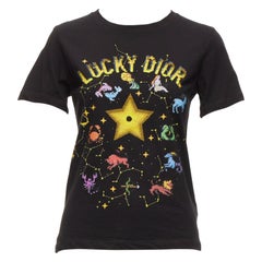 DIOR Lucky Dior yellow logo astrology star bee print crew neck tshirt XS