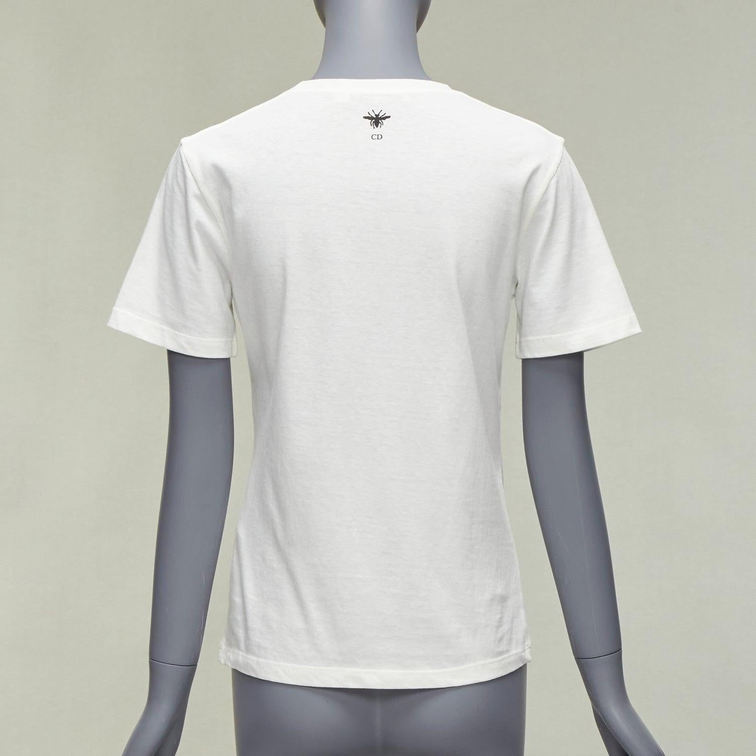 Women's DIOR Lucky Dior Zodiac Pixel print white cotton linen short sleeve tshirt XS For Sale