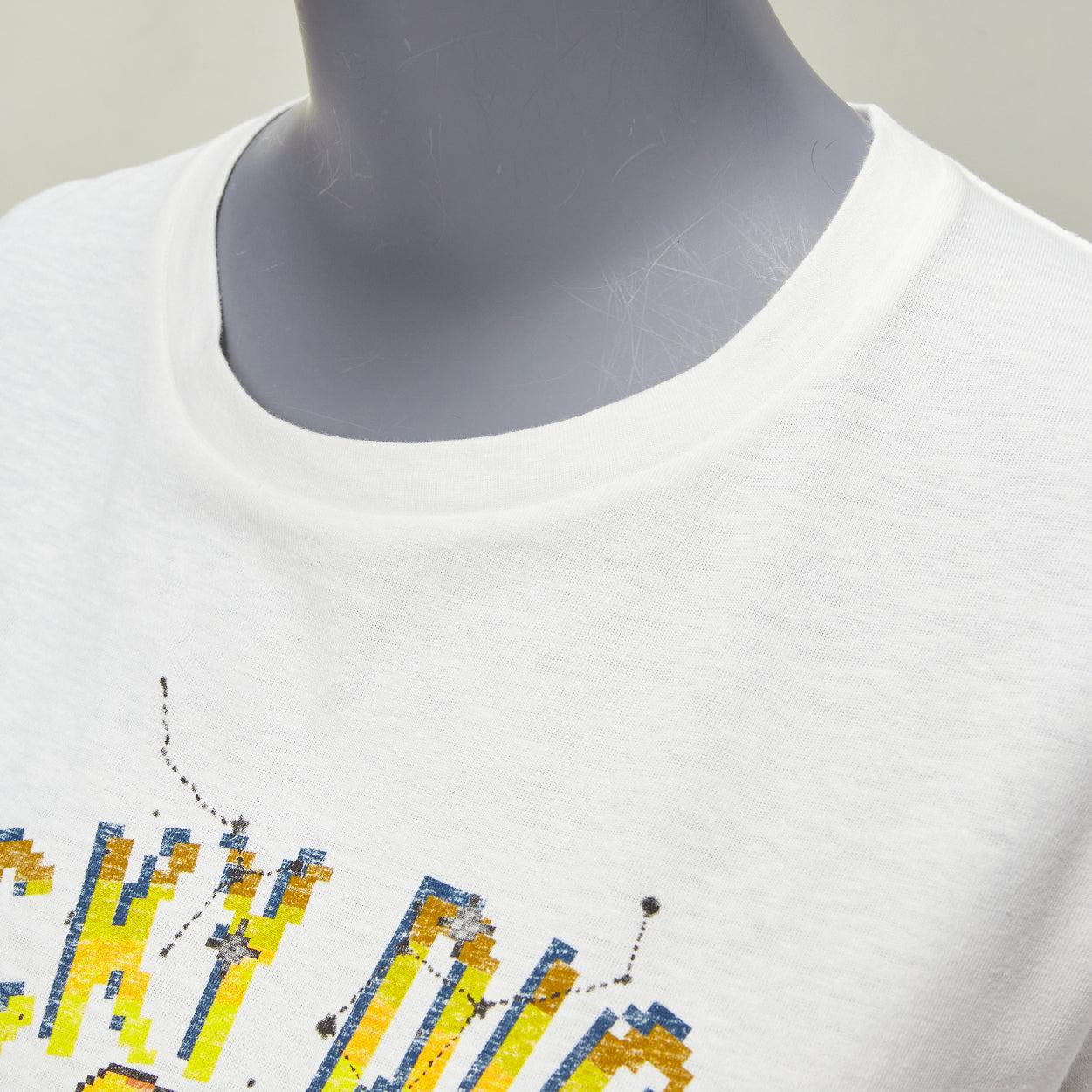 DIOR Lucky Dior Zodiac Pixel print white cotton linen short sleeve tshirt XS For Sale 4