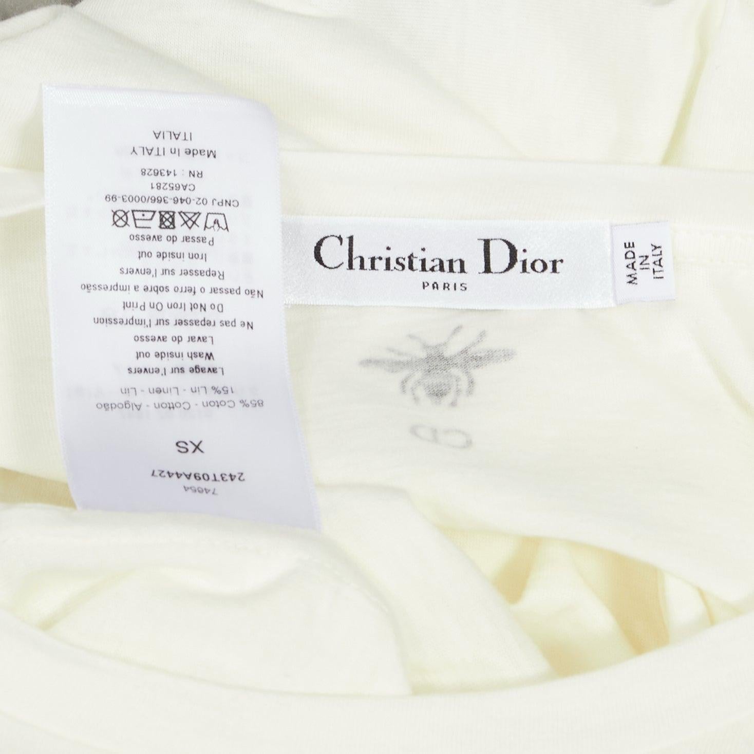 DIOR Lucky Dior Zodiac Pixel print white cotton linen short sleeve tshirt XS For Sale 5