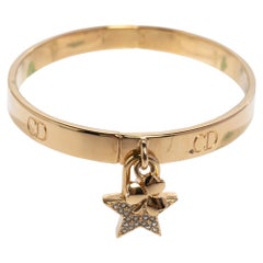 Dior Lucky Locket Gold Tone Cuff Bracelet