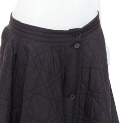 DIOR Macrocannage black diamond quilted button front midi skirt FR42 XL