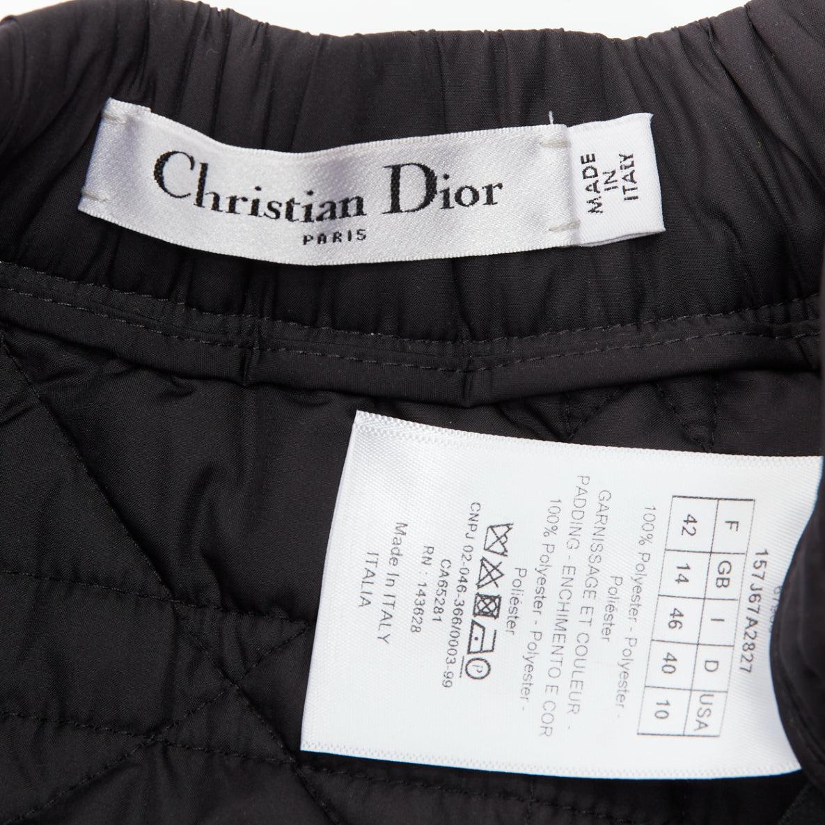 DIOR Macrocannage noir diamant jupe midi matelassée à boutons FR42 XL en vente 3