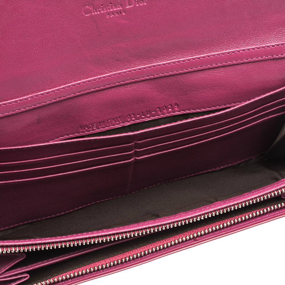 Dior Magenta Cannage Leather New Lock Wallet on Chain 3