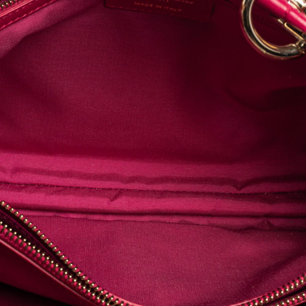 Dior Magenta Cannage Leather Small Soft Lady Dior Shopping Tote 5