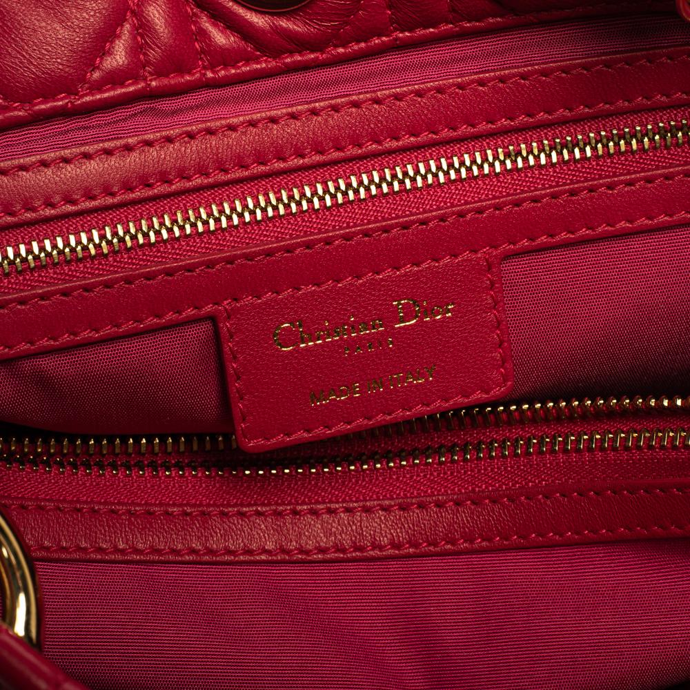 Dior Magenta Cannage Leather Small Soft Lady Dior Shopping Tote 1