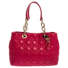 Dior Magenta Cannage Leather Small Soft Lady Dior Shopping Tote