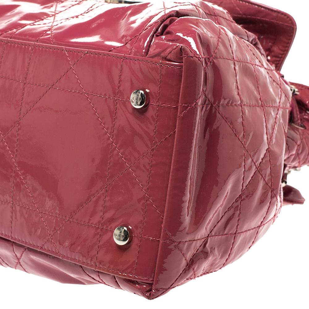 Dior Magenta Cannage Patent Leather Le Trente Hobo 6