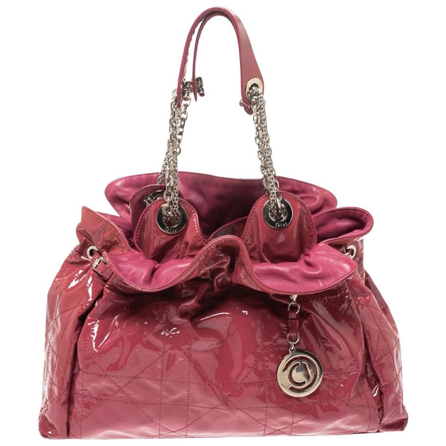 Dior Magenta Cannage Patent Leather Le Trente Hobo