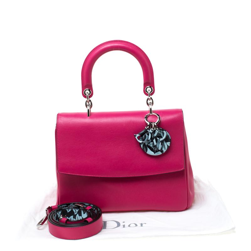 Dior Magenta Leather Small Be Dior Top Handle Bag 6