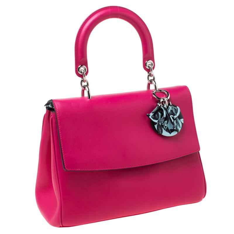 Dior Magenta Leather Small Be Dior Top Handle Bag In Excellent Condition In Dubai, Al Qouz 2