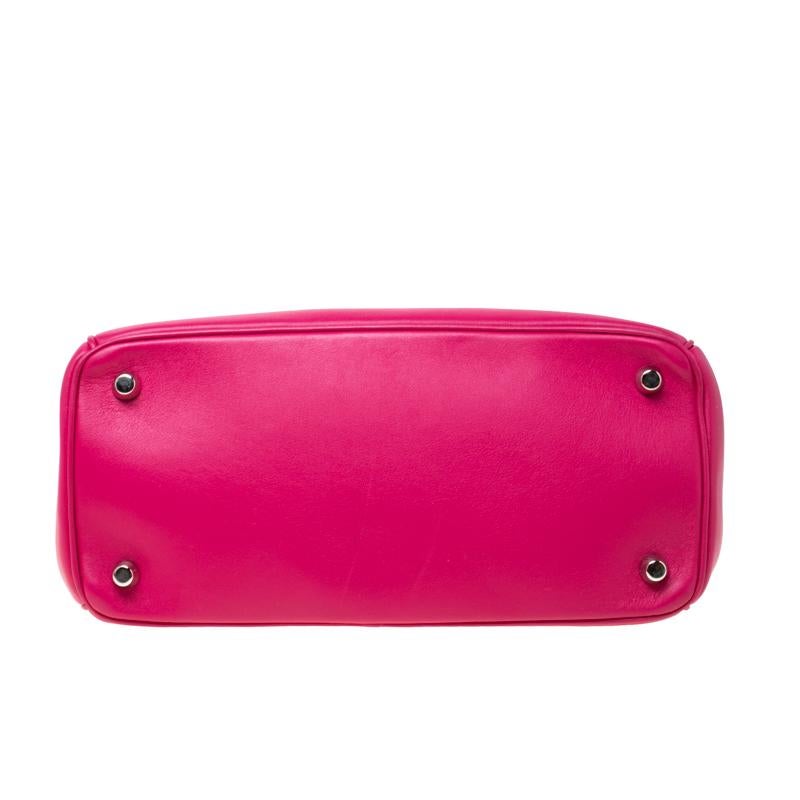 Women's Dior Magenta Leather Small Be Dior Top Handle Bag