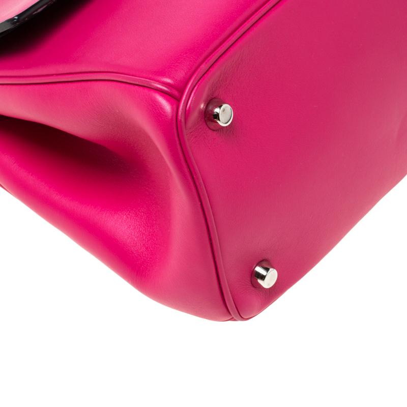 Dior Magenta Leather Small Be Dior Top Handle Bag 2