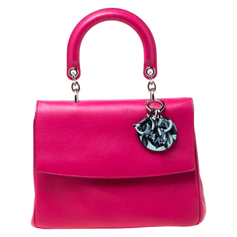 Dior Magenta Leather Small Be Dior Top Handle Bag