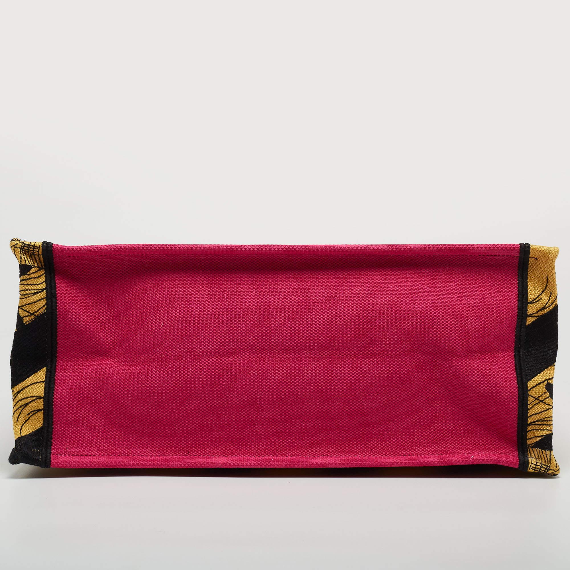Dior Magenta/Multicolor D-Jungle Embroidered Canvas Large Book Tote 3