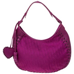 Dior Magenta Oblique Canvas and Leather Ethnic Hobo